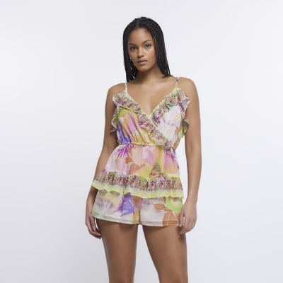 Yellow playsuit cheap river island