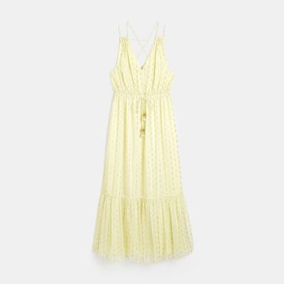 river island yellow frill dress