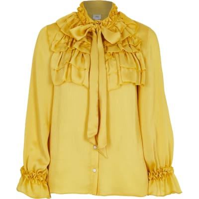 yellow long sleeve blouse