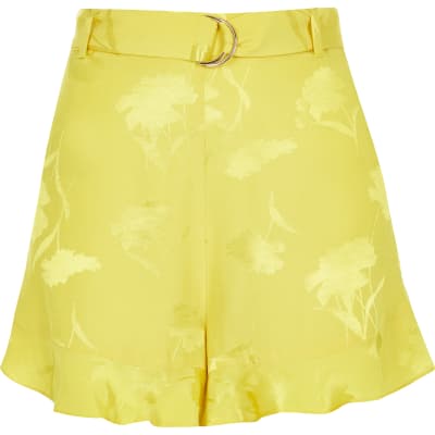 river island yellow shorts