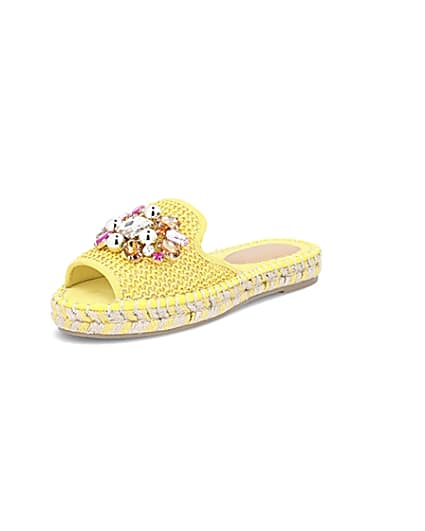 360 degree animation of product Yellow gem embellished espadrille sandals frame-3