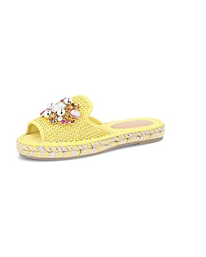 360 degree animation of product Yellow gem embellished espadrille sandals frame-4