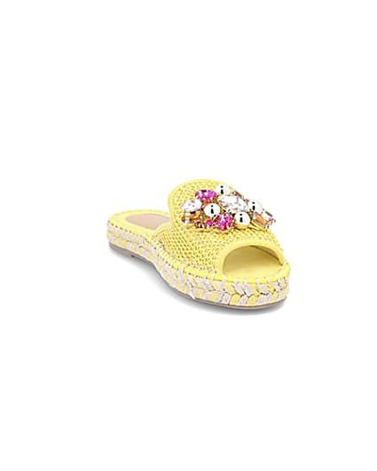 360 degree animation of product Yellow gem embellished espadrille sandals frame-22