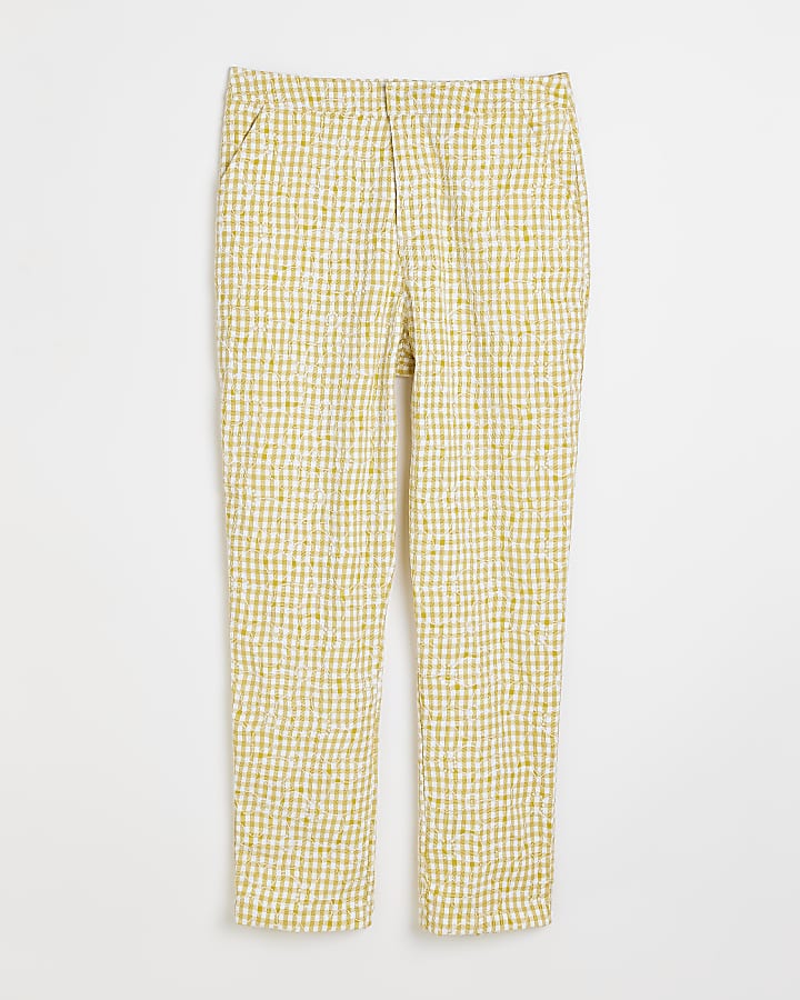 Yellow gingham high waist trousers