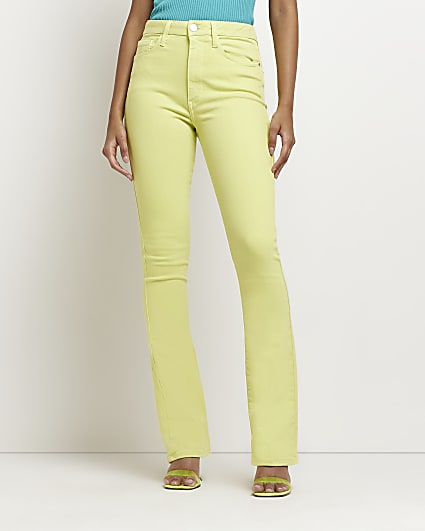 Yellow high rise flare jeans