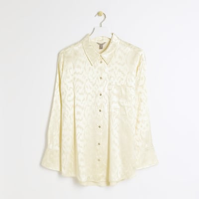 Yellow jacquard oversized shirt River Island