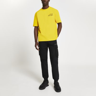 Yellow Japanese back print oversized t-shirt | River Island