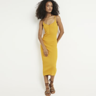 Mustard yellow dress with clearance buttons