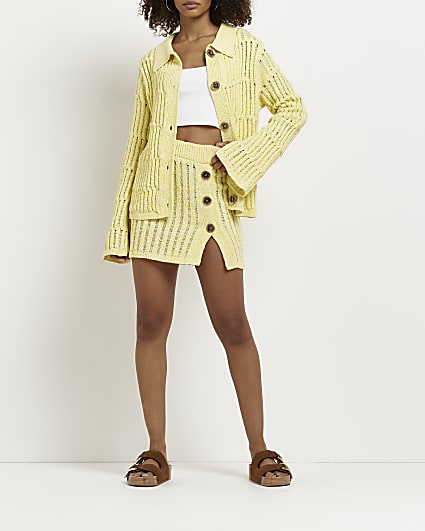 Yellow knit mini skirt