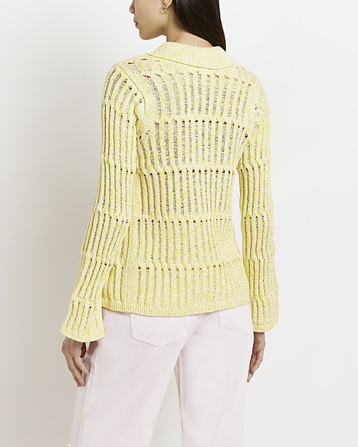 Yellow knitted cardigan
