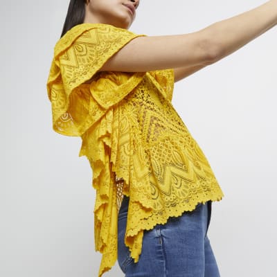 yellow lace top