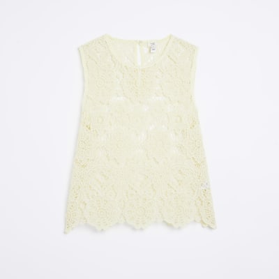 Yellow lace sleeveless top