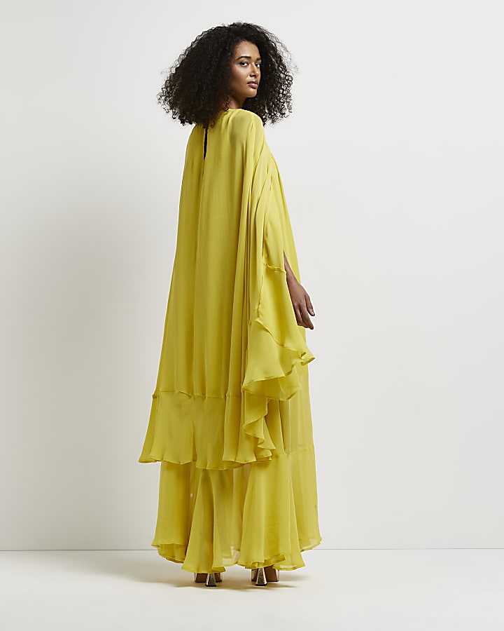 Yellow layered maxi dress