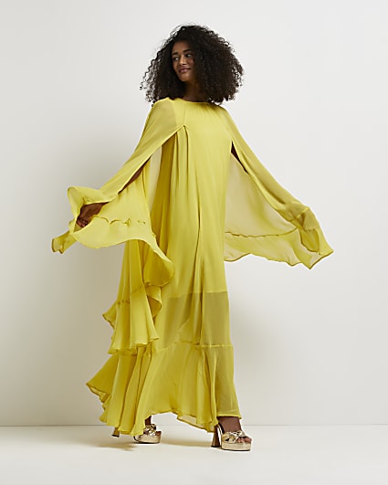 Yellow layered maxi dress