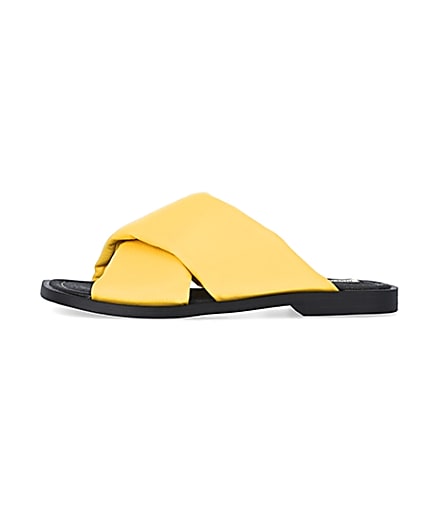 360 degree animation of product Yellow leather cross over sandals frame-3