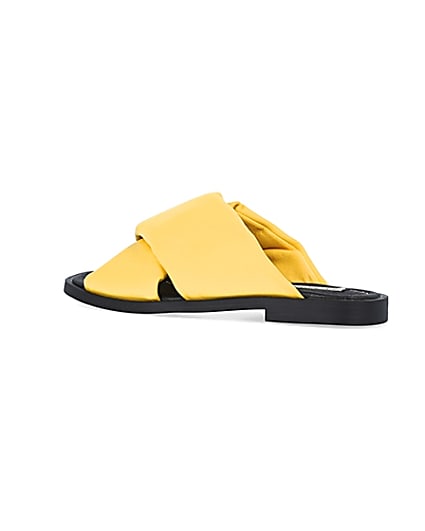 360 degree animation of product Yellow leather cross over sandals frame-5