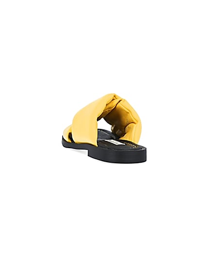 360 degree animation of product Yellow leather cross over sandals frame-8