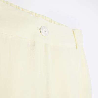 Yellow linen blend wide leg trousers