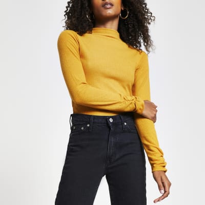 high neck yellow top