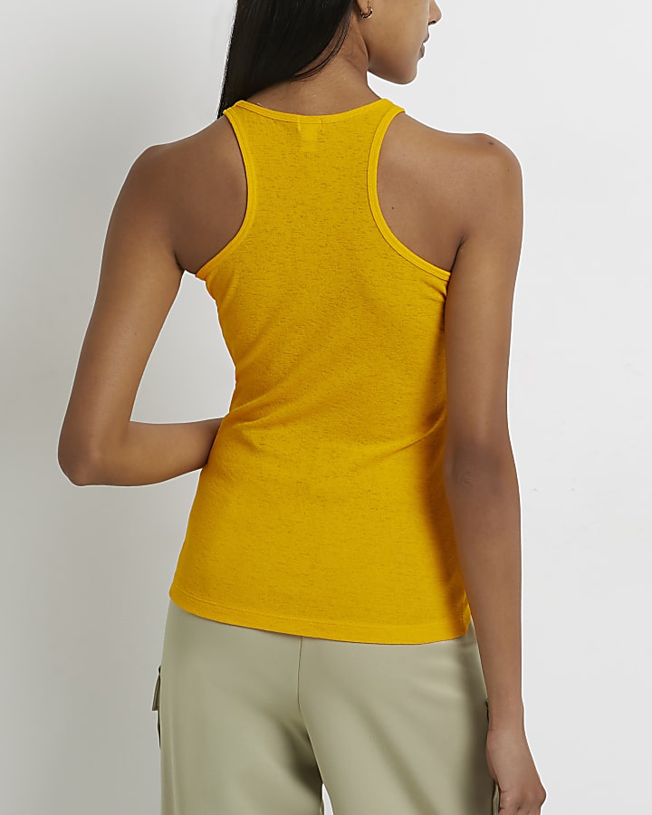 Yellow mesh vest top