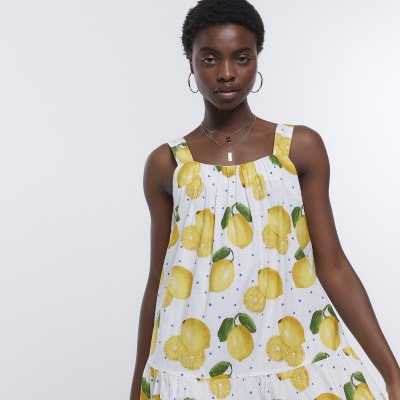 Yellow Mini Frill Hem Dress