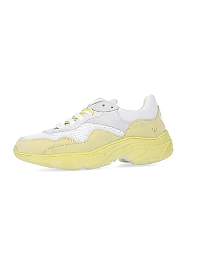 360 degree animation of product Yellow NUSHU leather chunky trainers frame-2