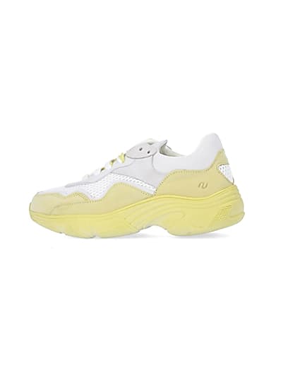 360 degree animation of product Yellow NUSHU leather chunky trainers frame-4