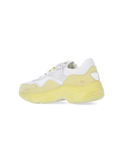 360 degree animation of product Yellow NUSHU leather chunky trainers frame-5