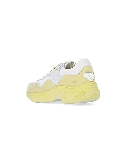360 degree animation of product Yellow NUSHU leather chunky trainers frame-6