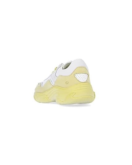 360 degree animation of product Yellow NUSHU leather chunky trainers frame-7