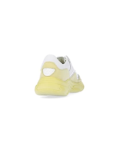 360 degree animation of product Yellow NUSHU leather chunky trainers frame-10