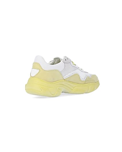 360 degree animation of product Yellow NUSHU leather chunky trainers frame-12