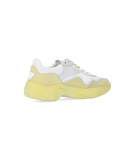360 degree animation of product Yellow NUSHU leather chunky trainers frame-13
