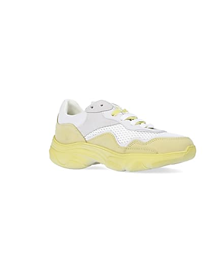 360 degree animation of product Yellow NUSHU leather chunky trainers frame-17