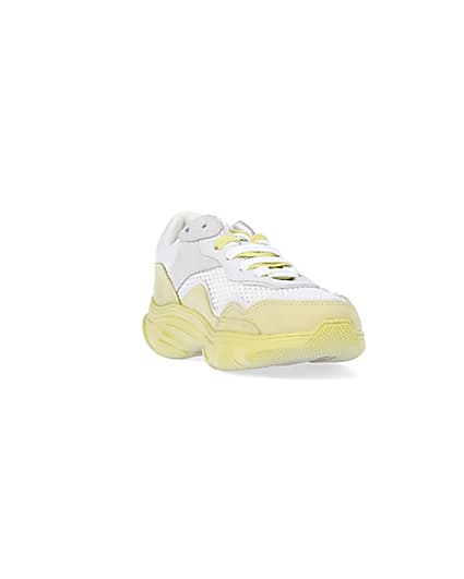 360 degree animation of product Yellow NUSHU leather chunky trainers frame-19