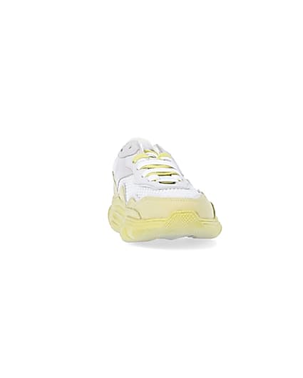 360 degree animation of product Yellow NUSHU leather chunky trainers frame-20