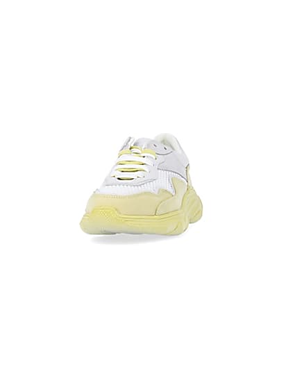 360 degree animation of product Yellow NUSHU leather chunky trainers frame-22