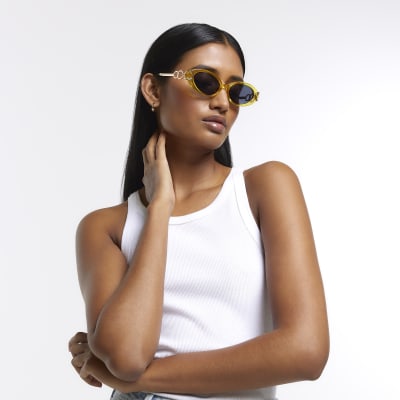 Yellow Oval Sunglasses River Island