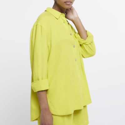 Yellow oversized shirt with linen