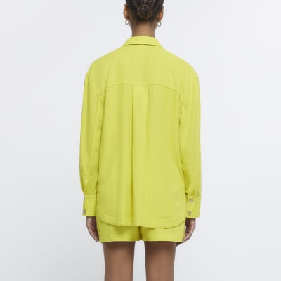 Yellow oversized shirt with linen