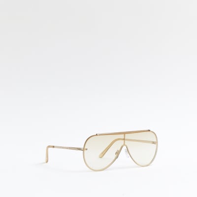 Yellow oversized visor sunglasses | River Island