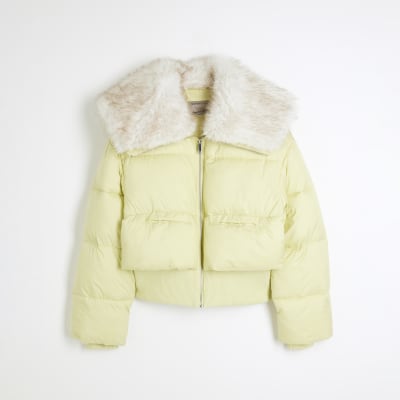 Bomber Jacket Long Yellow Fur Coat Fur Bomber Jacket Tibi Orange