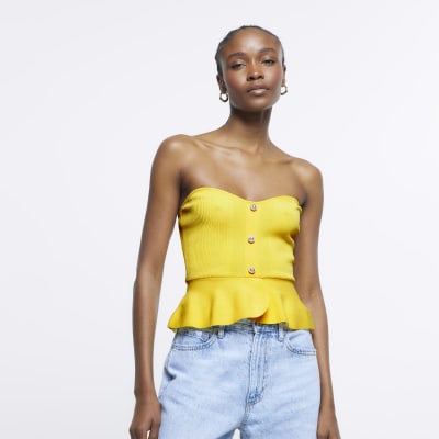 River Island Womens Yellow Diamante Wire Bandeau Top, £10.00