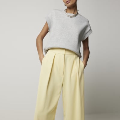 River island yellow wide leg trousers top