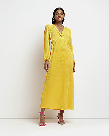 Yellow plisse maxi dress