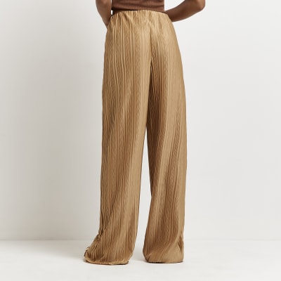 yellow wide leg trousers