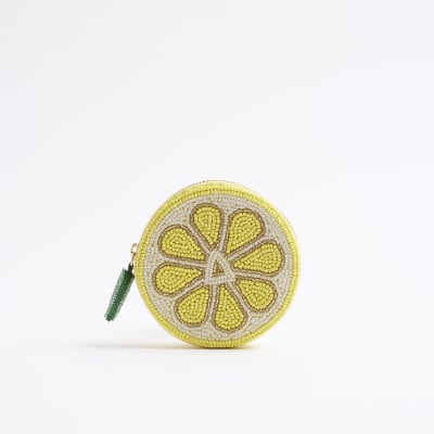 Yellow Premium Beaded Lemon Pouch