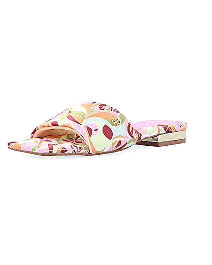 360 degree animation of product Yellow print padded sandals frame-0