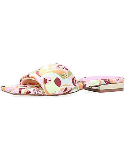 360 degree animation of product Yellow print padded sandals frame-1