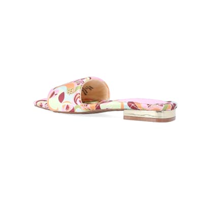 360 degree animation of product Yellow print padded sandals frame-5